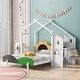 preview thumbnail 10 of 16, Full Size Platform Bed with Windmill, Flower Decor & Desk - Creative Design White