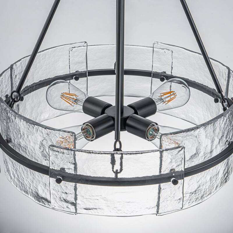 Dimmable Large Drum Glass Chandelier for Dining Room High Ceiling Living Room