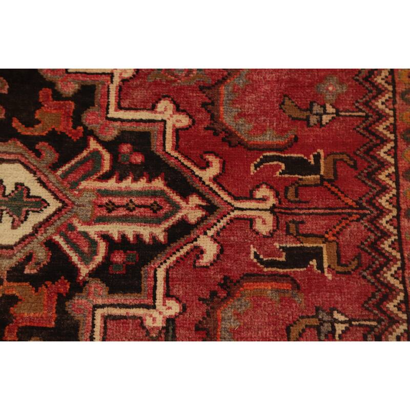 Hand Knotted Oriental 100% Wool Carpet Traditional Medallion Red Heriz Area Rug - 9' 5'' X 6' 6''