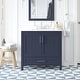 preview thumbnail 90 of 109, OVE Kansas Single Sink Bathroom Vanity, Dove White Engineered Stone Top 36" - Midnight Blue