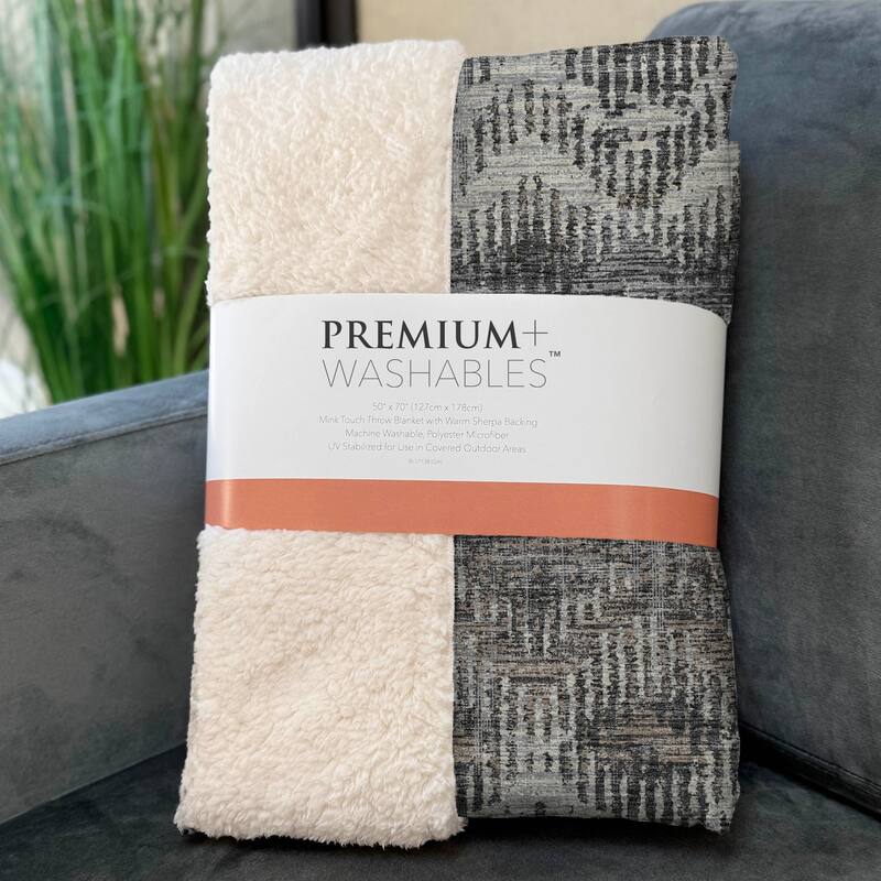Premium Machine Washable ASB80 Modern Ombre Sherpa Throw Blanket