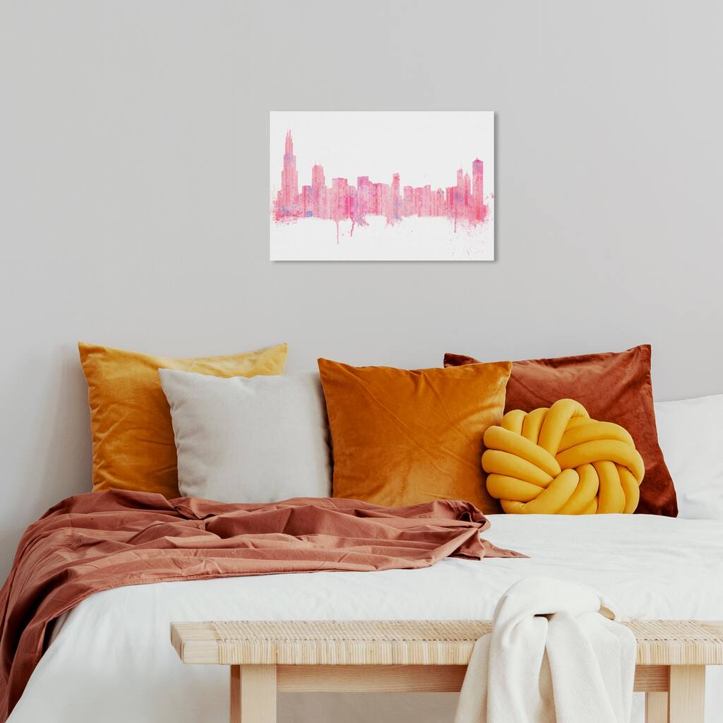 Wynwood Studio Canvas Cities and Skylines Rose Quartz Chicago Skyline Pastel Pink Modern & Contemporary Wall Art Canvas Print