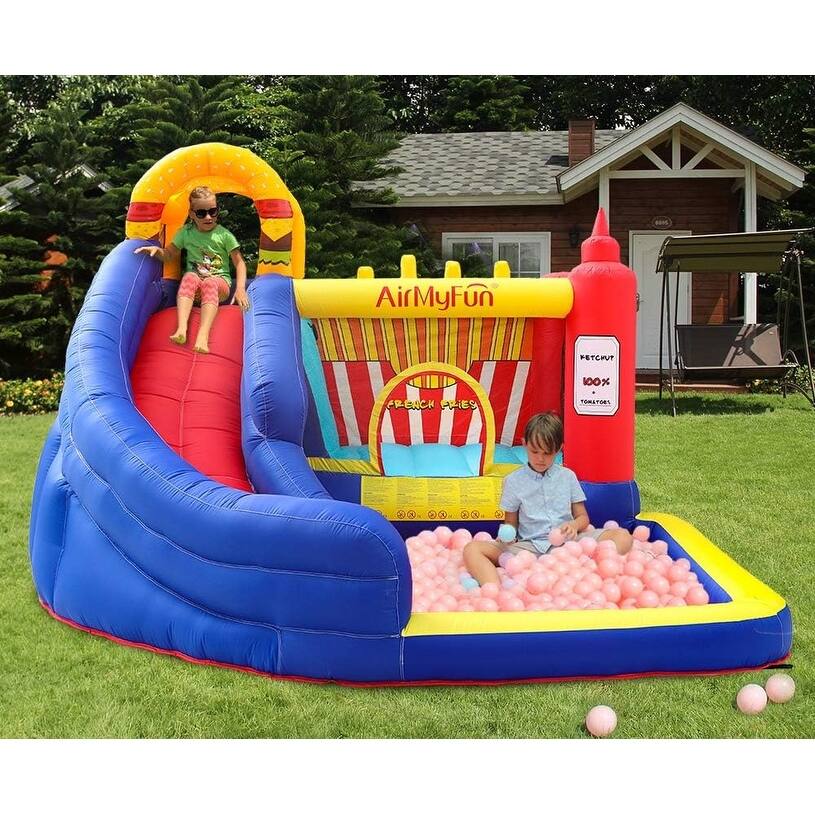 Bounce House with Hamburger Ketchup Shape, Jump & Slide Area with
