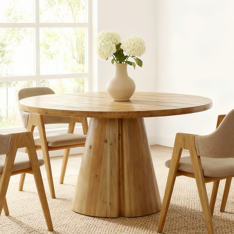 47.24" Round Solid Wood Dining Table For Kitchen, Dining Room