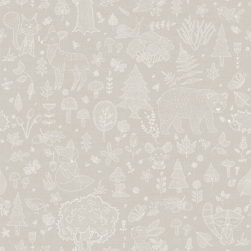 Galerie Wallcoverings Little Explorers 2 Forest Kingdom Non-woven Matte Wallpaper Roll - 33 feet x 21 inches - Grey