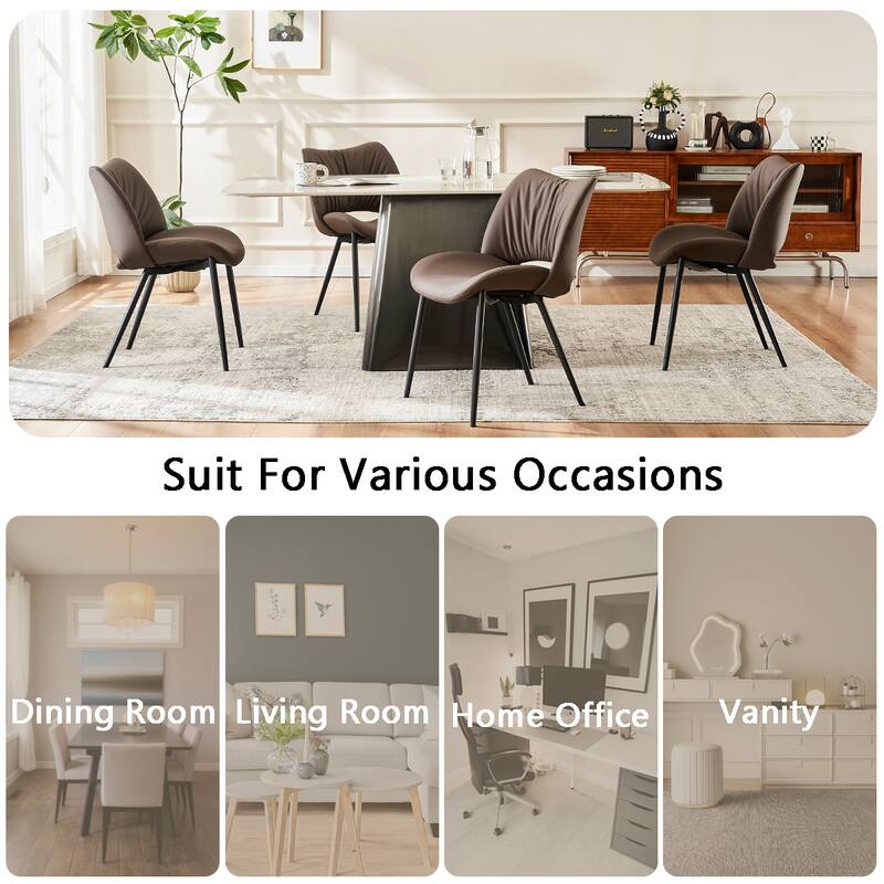 Modern PU Leather Dining Chairs Set of 2, Upholstered Kitchen Chairs