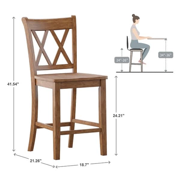 Eleanor X-Back Wood Counter Chairs (Set of 2) by iNSPIRE Q Classic