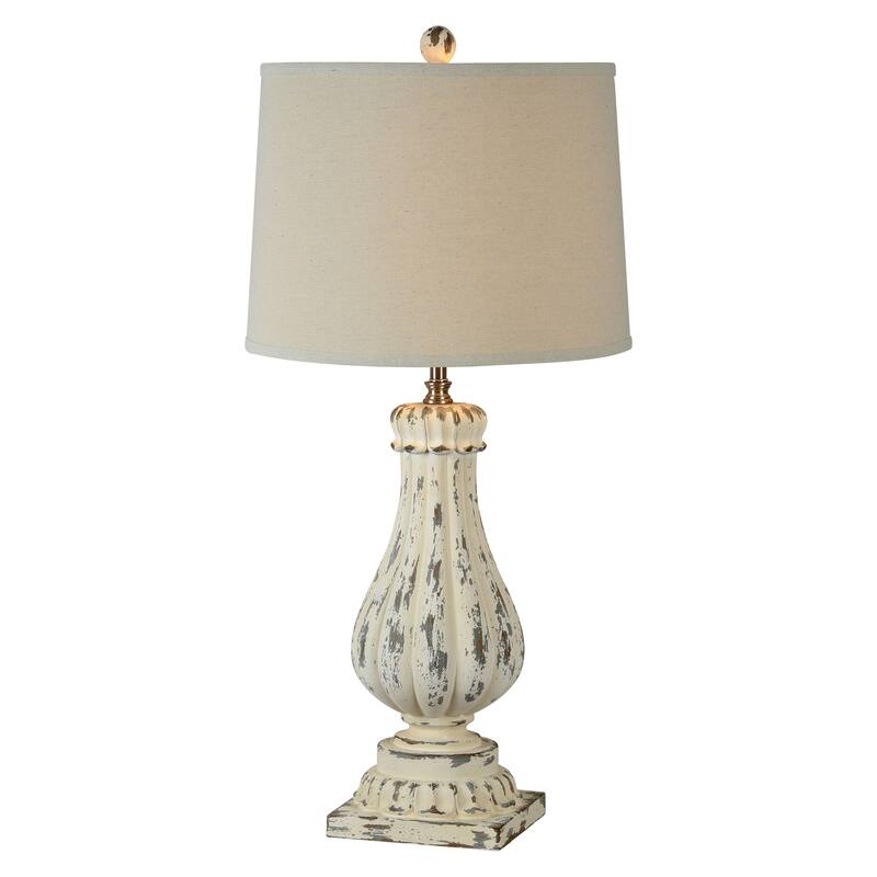 Palmer 33" Table Lamps with Linen Shade, Distressed Antique Cream (Set of 2)