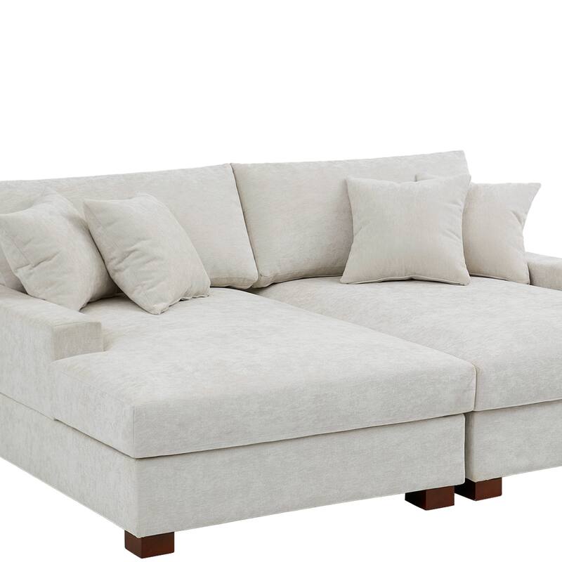 Modern Upholstered Chenille Modular Sectional Sofa with 2 Chaise
