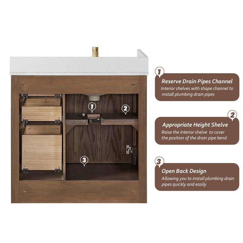 Jakarta Bath Vanity with Quartz Stone Top without Mirror