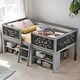 preview thumbnail 15 of 24, Twin Size Low Loft Bed with Two Movable Shelves and Ladder, White
