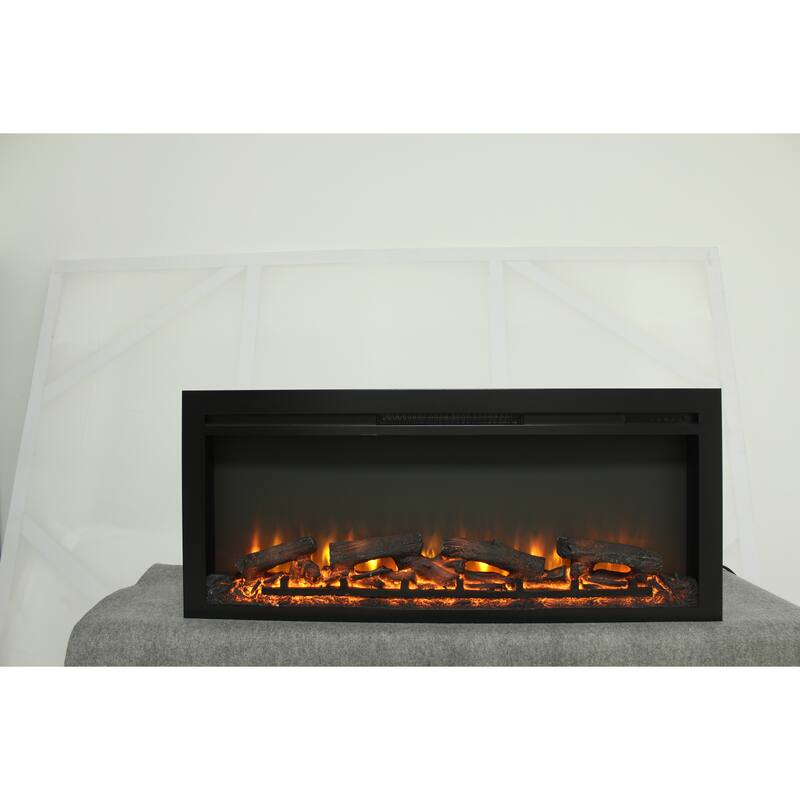 44-Inch In-Wall Electric Fireplace with Remote, Log-Like Flame Effect, LED Light Heater, and Adjustable Flame Brightness