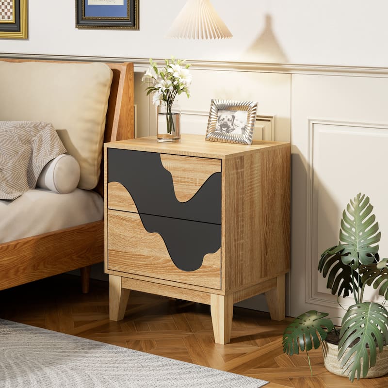 2 Drawer Dresser End Table Bedside Furniture 2 Set Nightstand
