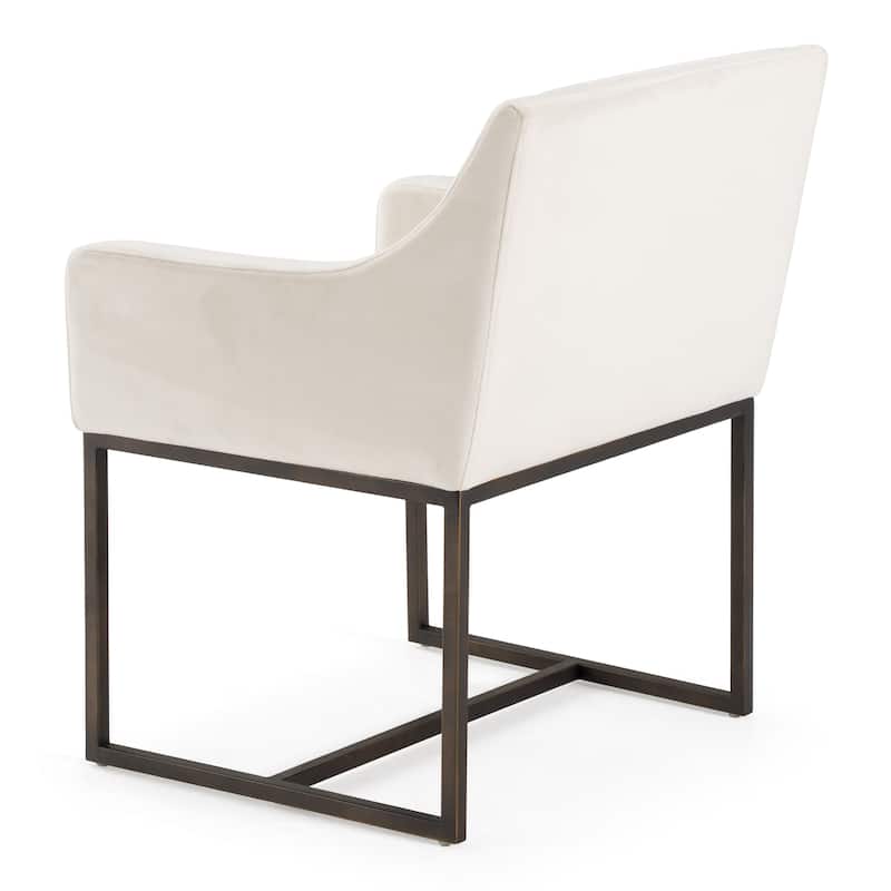 Modrest Elijah Modern Beige & Copper Antique Brass Dining Chair