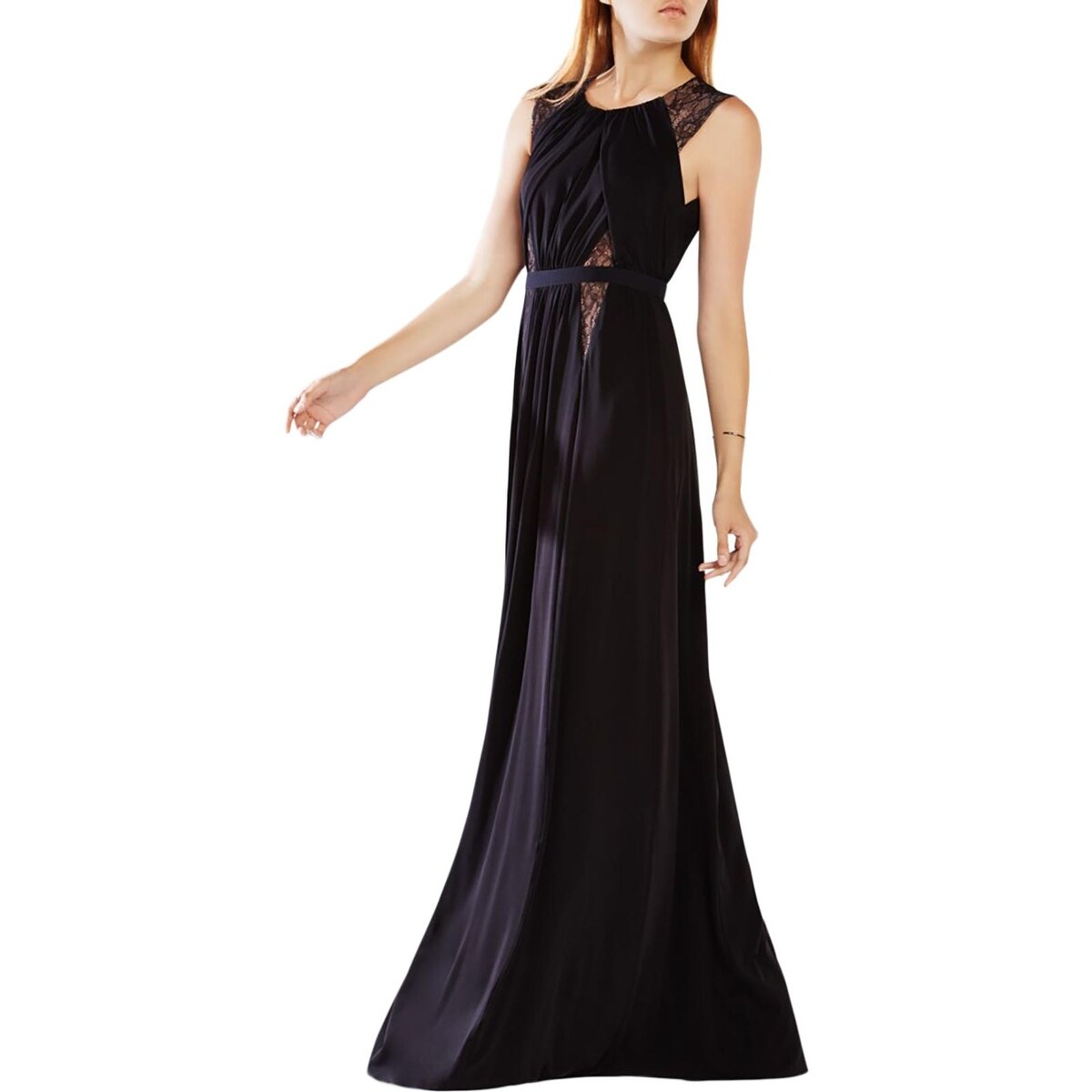 bcbg lace trimmed sheath dress