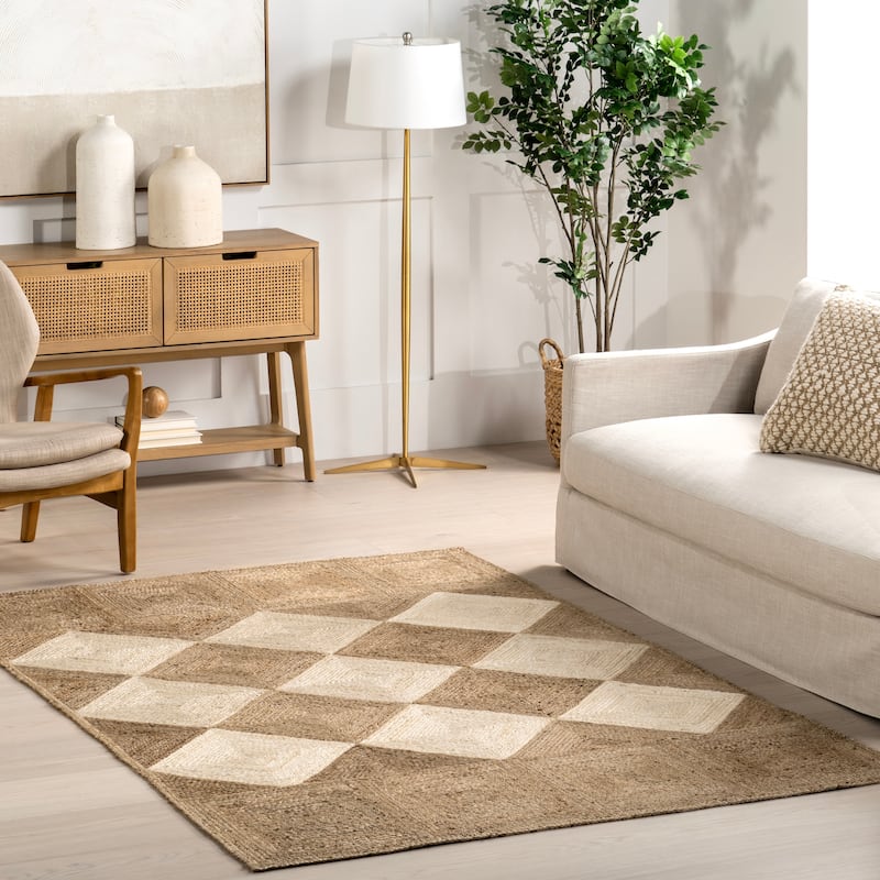 Nuloom Kiraz Diamond Trellis Jute Area Rug - 5' x 8' - Natural