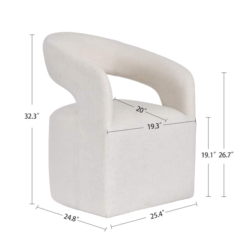 Modern 25" W Open Back Barrel Arm Chair with Caster
