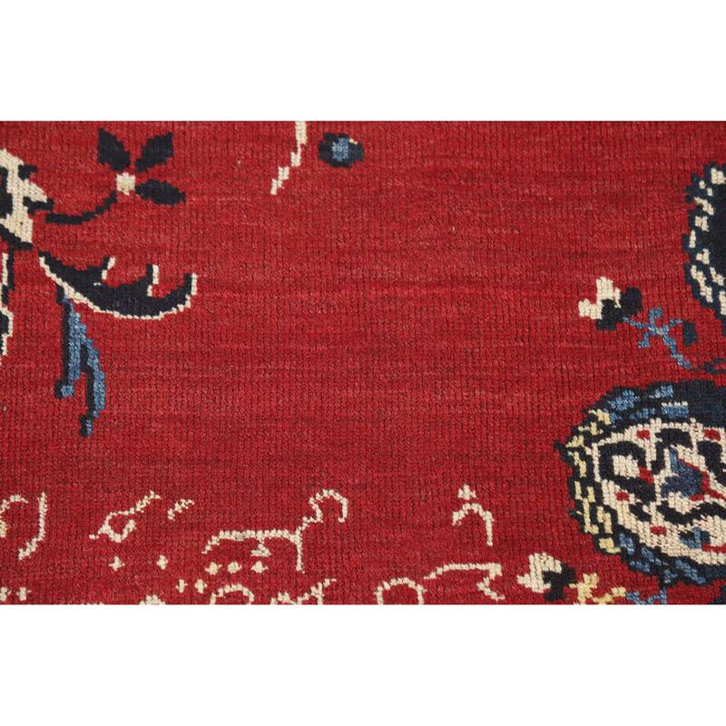 Hand Knotted Oriental 100% Wool Carpet Traditional Floral Red Balouch Area Rug - 11' 5'' X 8' 5''