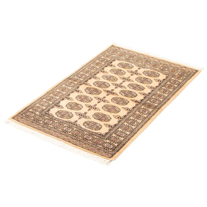 ECARPETGALLERY Hand-knotted Peshawar Bokhara Beige Wool Rug - 3'1 x 5'0