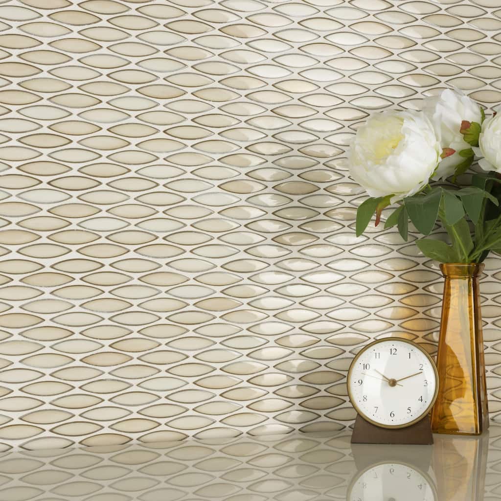 Merola Tile Pescado Glossy Crema 12" x 12-1/2" Porcelain Floor and Wall Tile