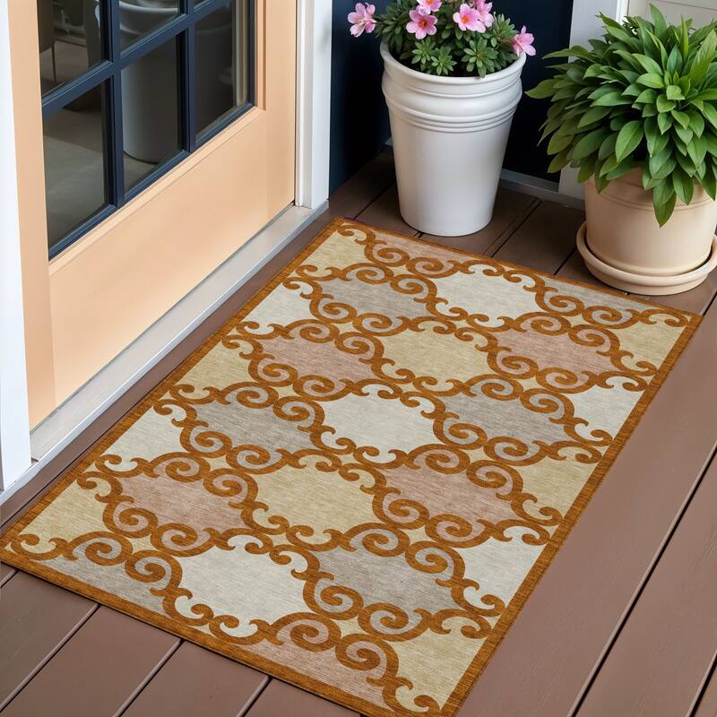HomeRoots Trellis Transitional Rectangle Outdoor Rug - 3' x 5'