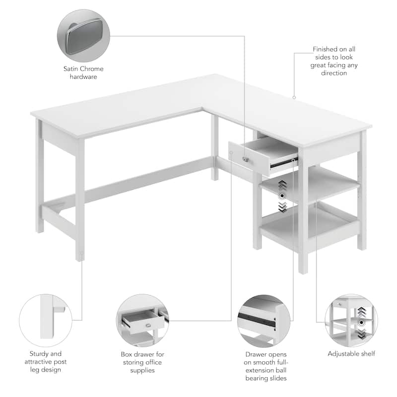 Broadview 60W L Shaped Computer Desk with Storage by Bush Furniture