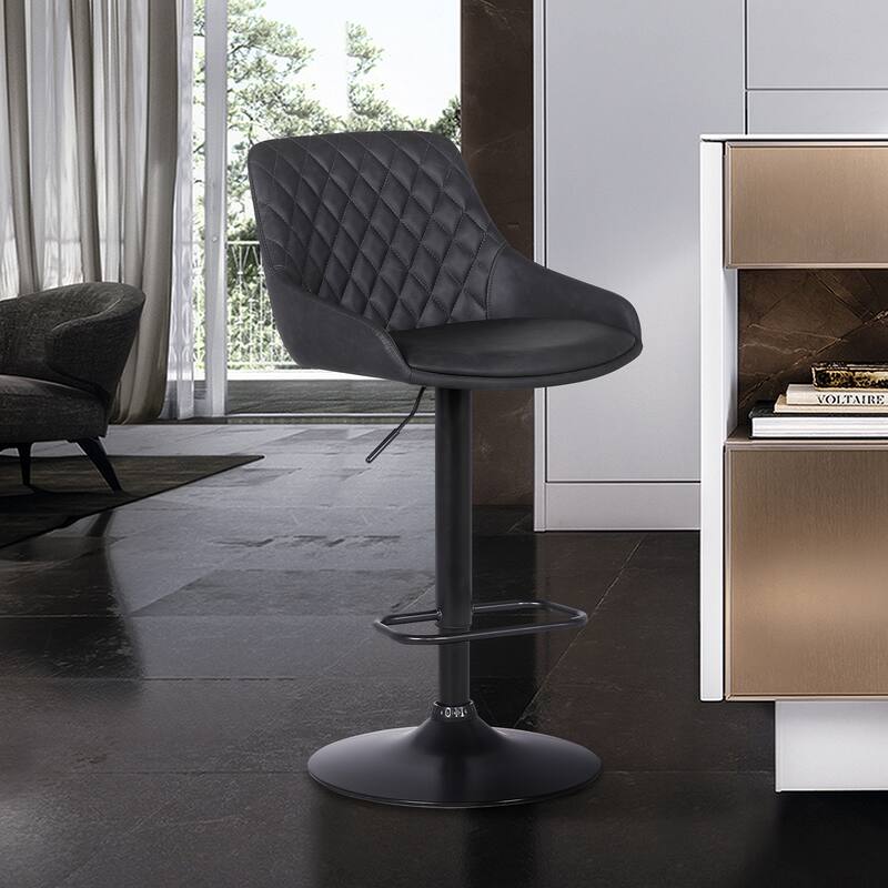 Anibal Modern Swivel Adjustable Barstool, Upholstered Counter Height Chair with Metal Frame