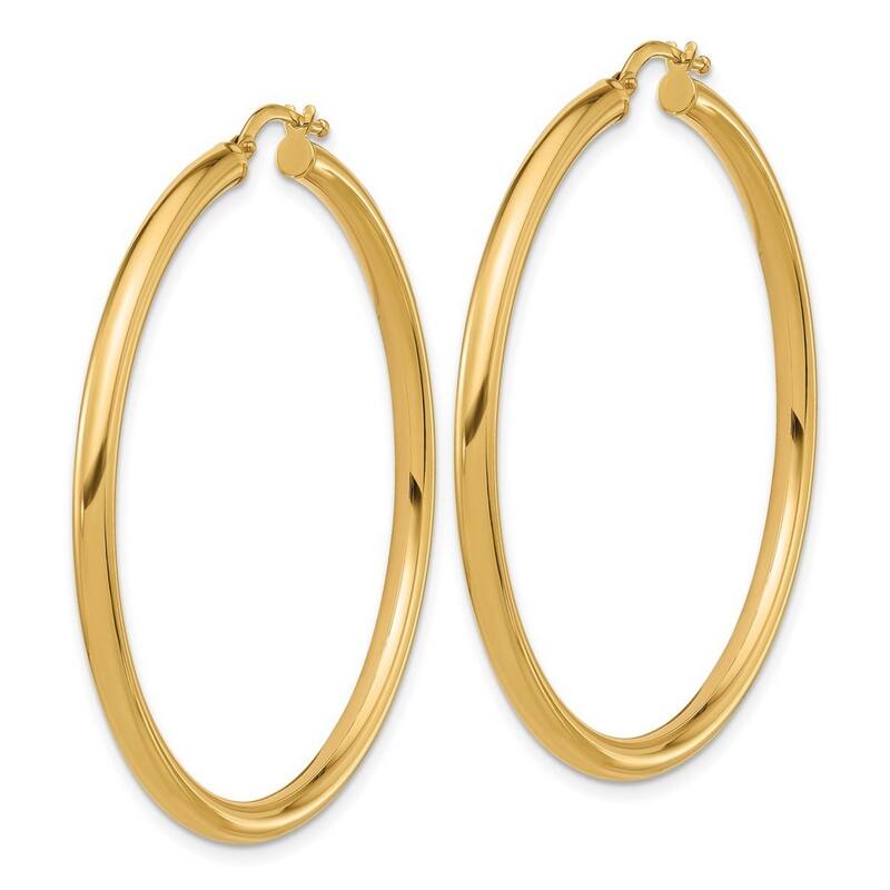 Curata 14k Yellow Gold Polished Round Tube Hoop Earrings - 49x47.5mm