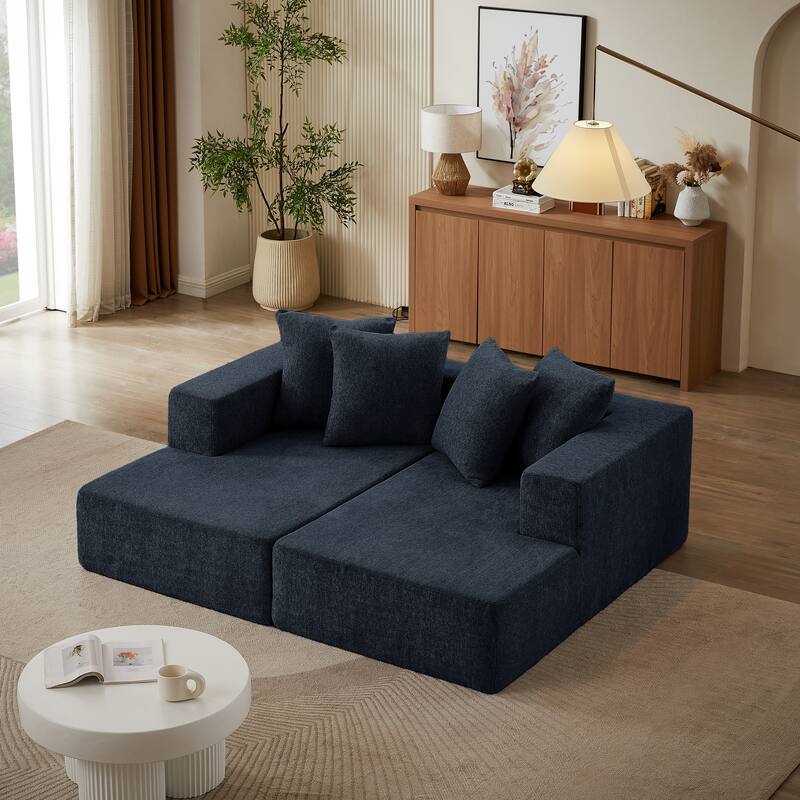 2-Seater Chenille Sofa with Chaise, Comfortable and Versatile for Living Room or Office