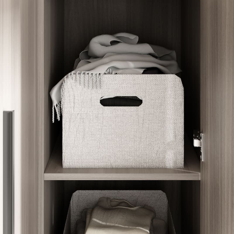 Wardrobe Armoire Wooden Closet Cabinet 6 Storage Cube and Hanging Rod