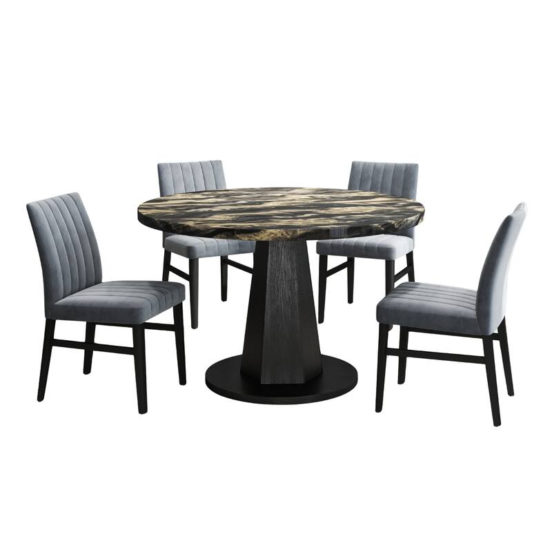 Roundhill Furniture Cavira 5-Piece Round Modern Dining Set