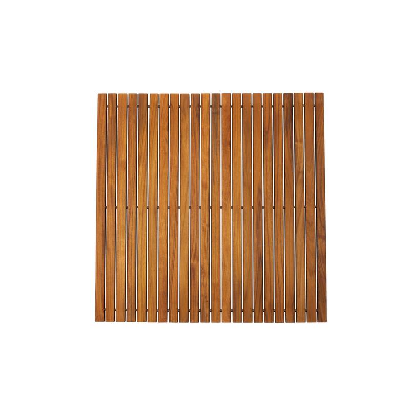 Nordic Style Teak Wood Oiled String Mat with Rubber Footing 30″ x 30″