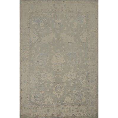 Hand Knotted Oriental 100% Wool Carpet Transitional All-Over Greys & Charcoal Oushak Area Rug - 15' 0'' X 12' 2''