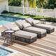Option 5-Piece Brown Wicker Beige Cushion w/ Table