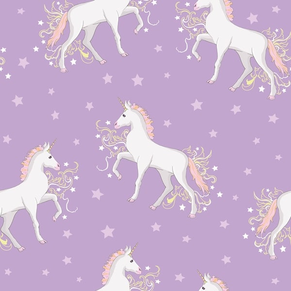 Girls Lavander Unicorn Removable Wallpaper - 10'ft H x 24''inch W - Bed ...