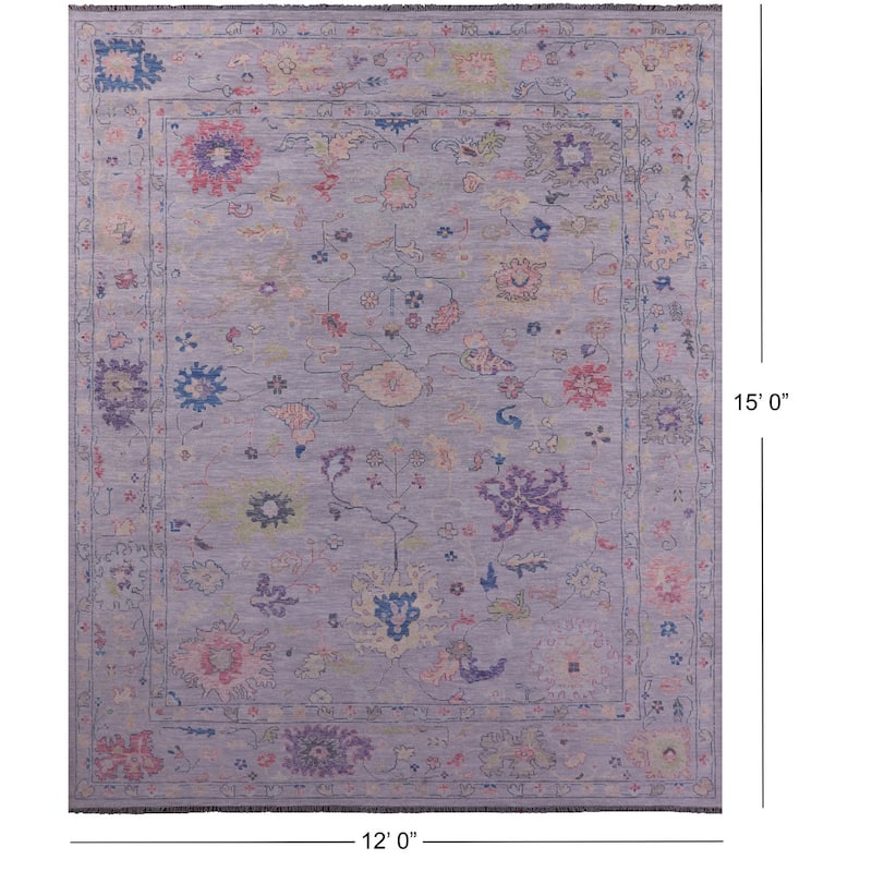 Golden Nile Silver Turkish Oushak Hand Knotted Wool Rug - 12' 0" X 15' 0"