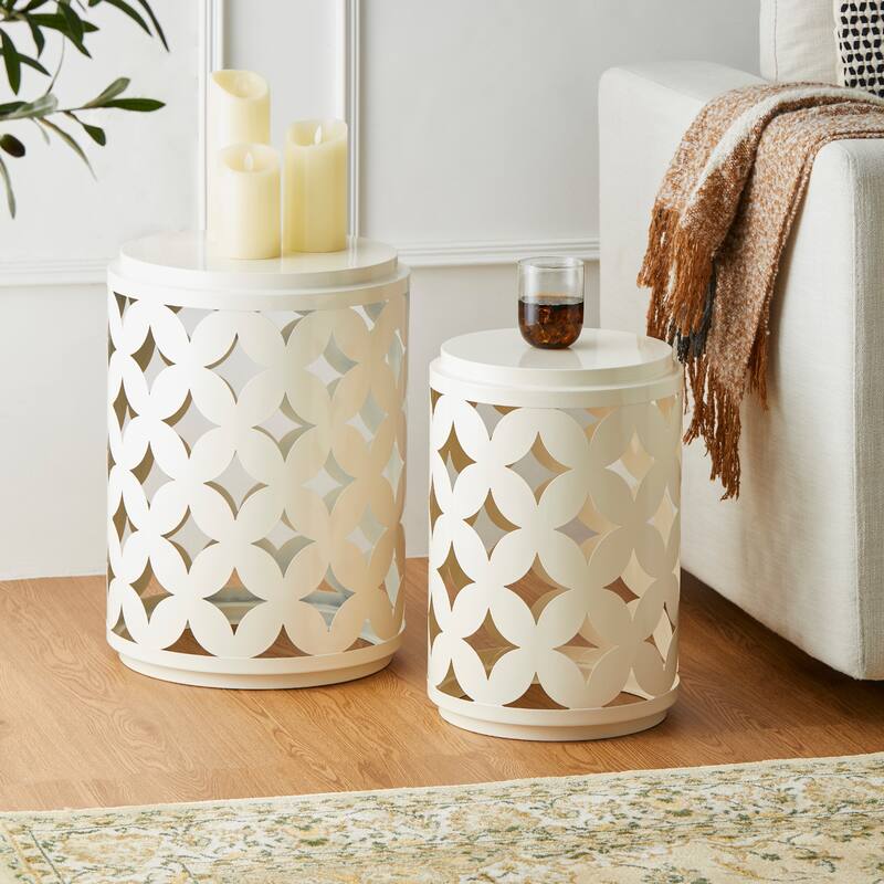 Glitzhome 19.25"H Set of 2 Modern Metal Frame Side Table - 14"L x 14"W x 19.25"H