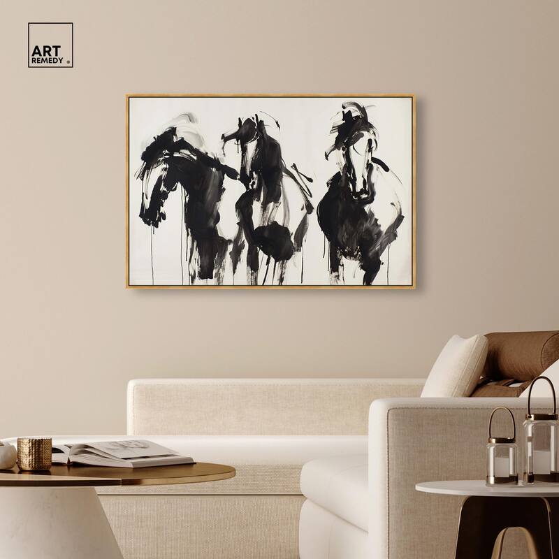 Horses in Ink Canvas by Art Remedy