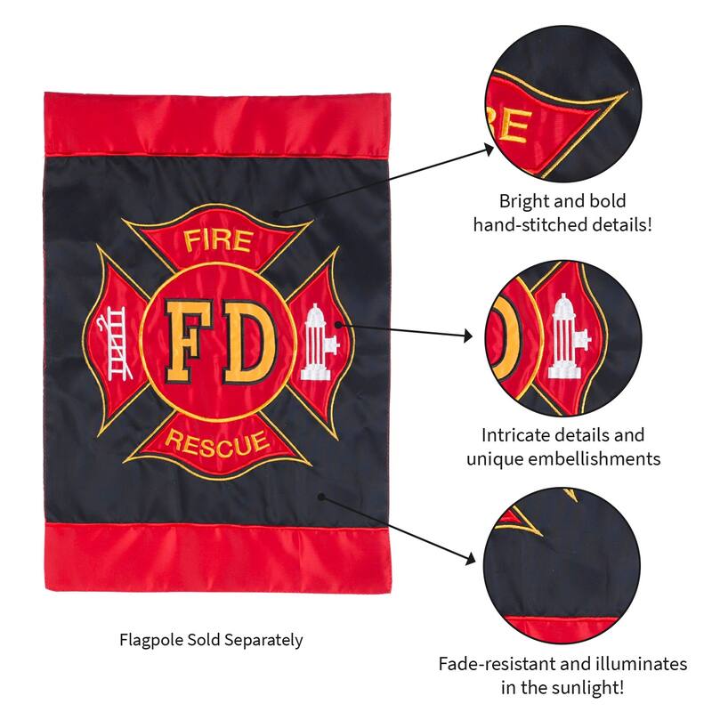 12.5 in. x 18 in. Fire Department Garden Applique Flag