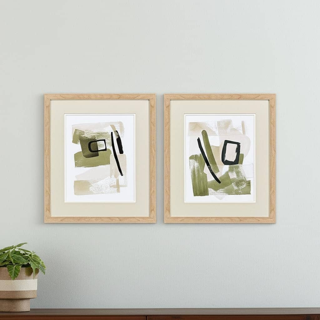 HomeRoots Set Of Two Sage Treasures II Brown Framed Wall Art