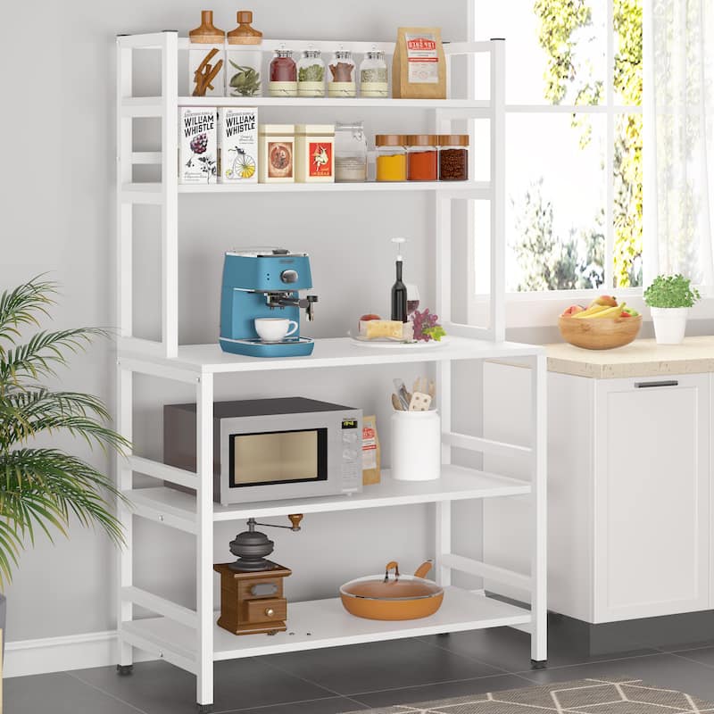 5-Tier Kitchen Bakers Rack with Hutch,Utility Storage Shelf - 31.5 x 15.75 x 62.99 inches