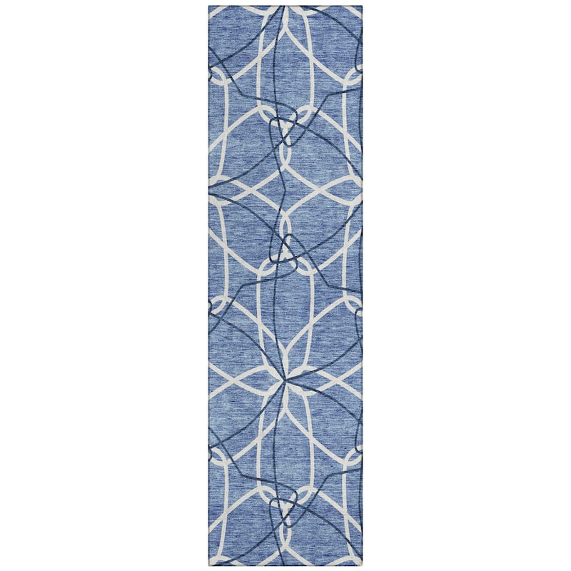 Machine Washable Indoor/ Outdoor Abstract Prism Chantille Rug