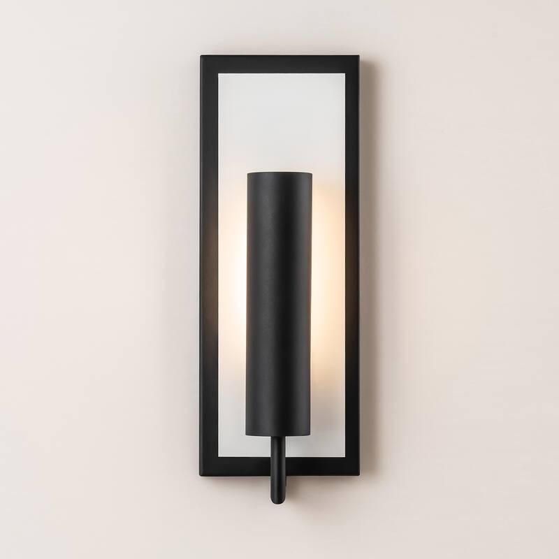 1-Light Modern Black Wall Lights Rectangular Integrated LED Outdoor Wall Sconce Lantern Light - 5 in. W x 13.9 in. H x 3.5 in. D