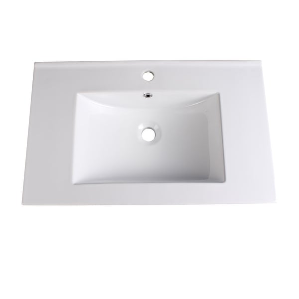 Fresca FVS6230 Torino 30" Ceramic Drop In Vanity Top with an Integrated Sink, Single Faucet Hole and Overflow - White