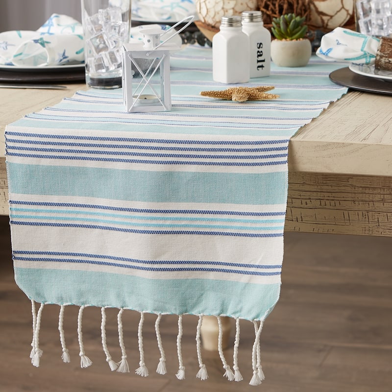 DII Tidal Stripe Fouta Table Runner 14x72