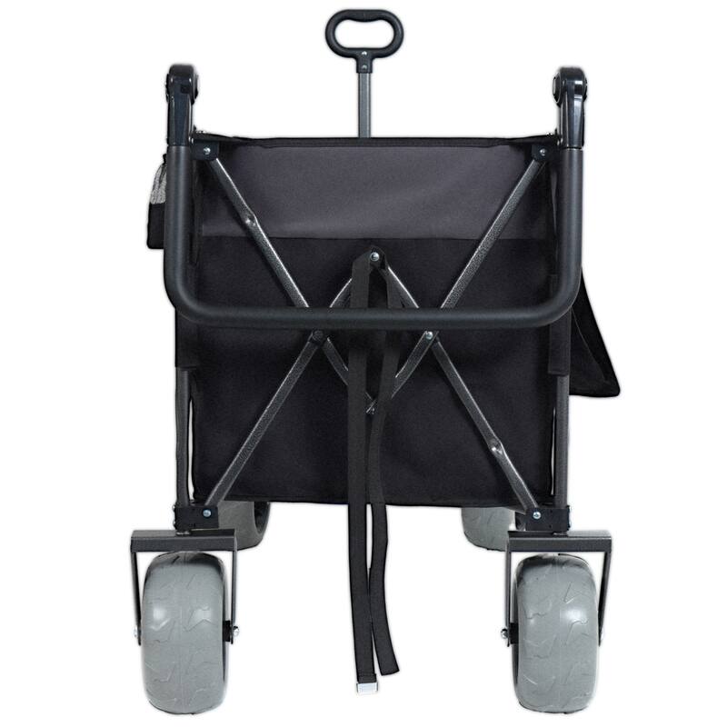 Push-Pull Folding Wagon w/ Rotating Handle, Beach Tires, 300L Capacity