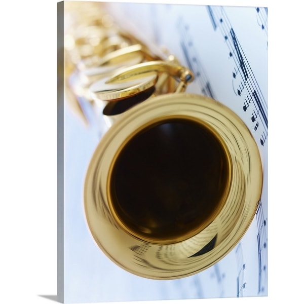 "Soprano Saxophone with Music Sheet" Canvas Wall Art