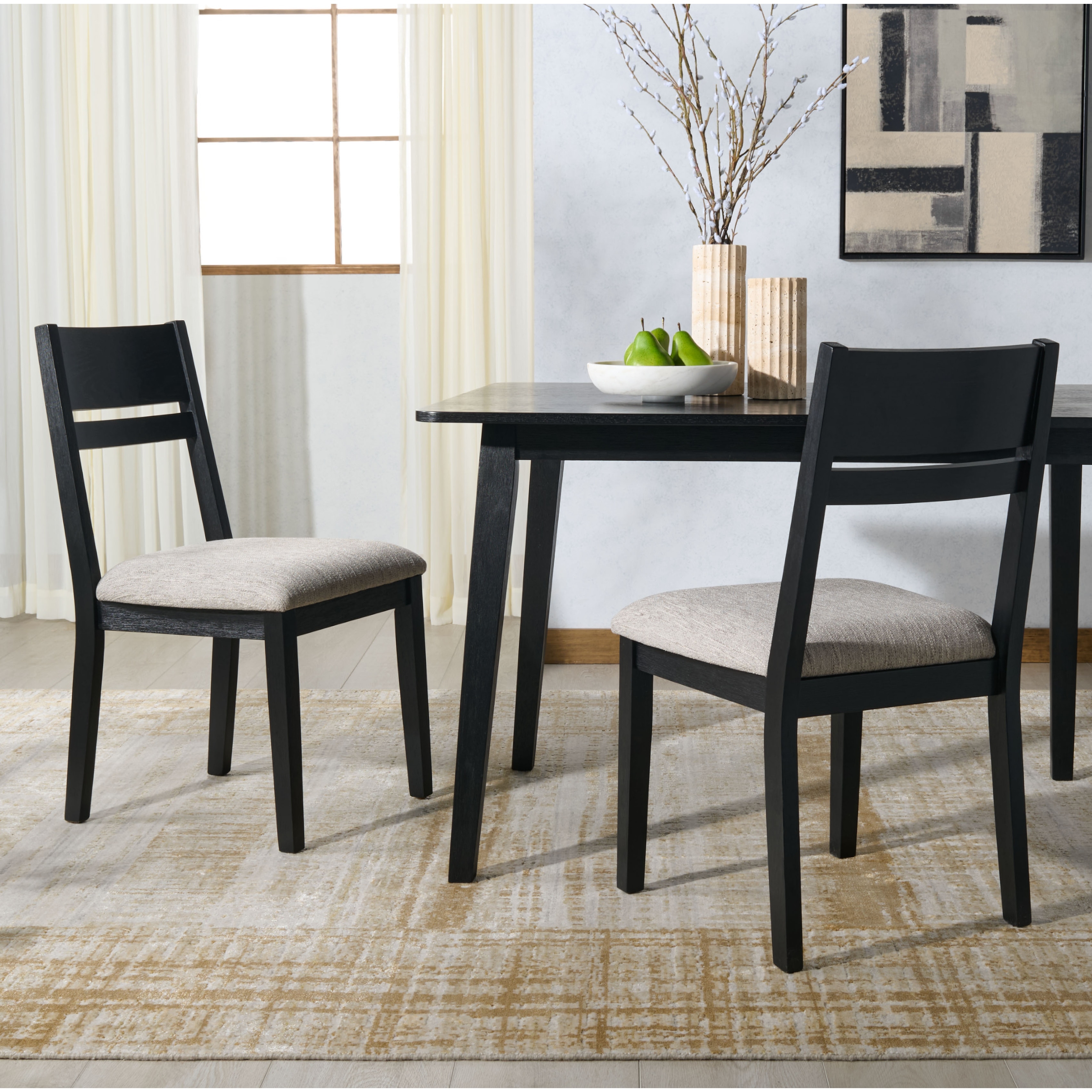 SAFAVIEH Couture Bellalexa Scandinavian Linen Dining Chair Set of 2 - 19"W x 18"D x 35"H