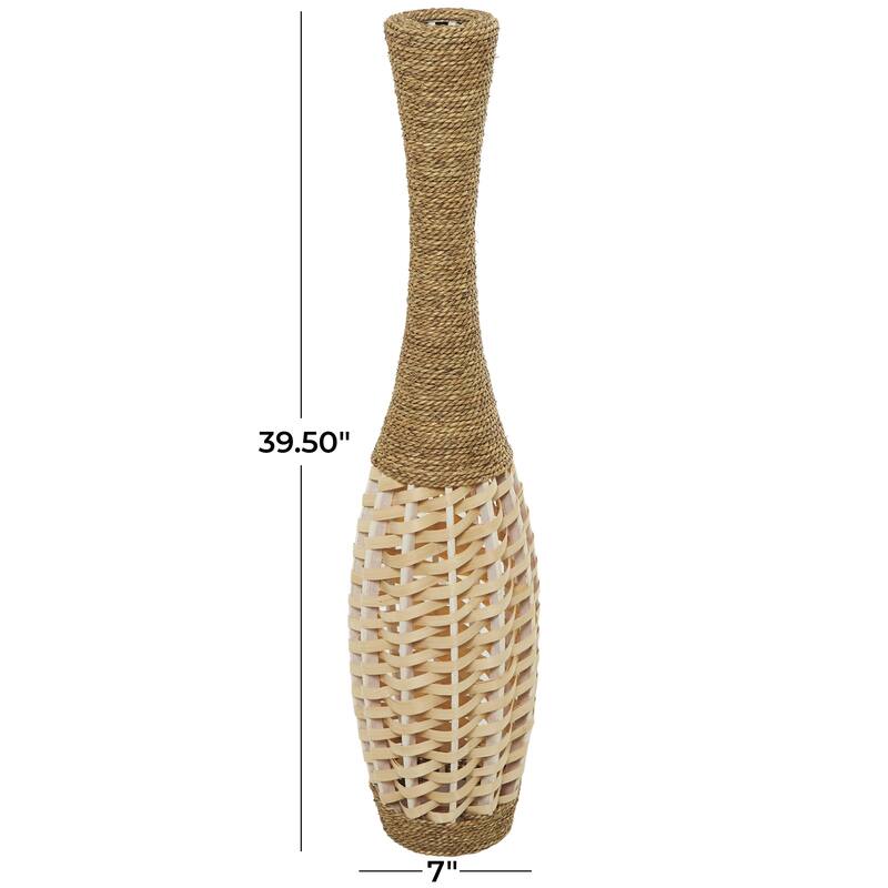 Seagrass Handmade Tall Woven Floor Vase - Brown - Roche River Decor
