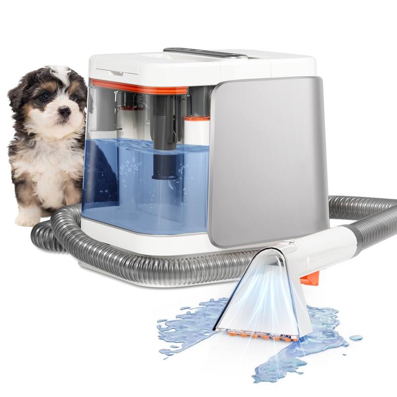 Portable Carpet Cleaner Machine for Pets, Upholstery & Car Interior, Powerful Spot Cleaner with Dual Water Tanks - Grey